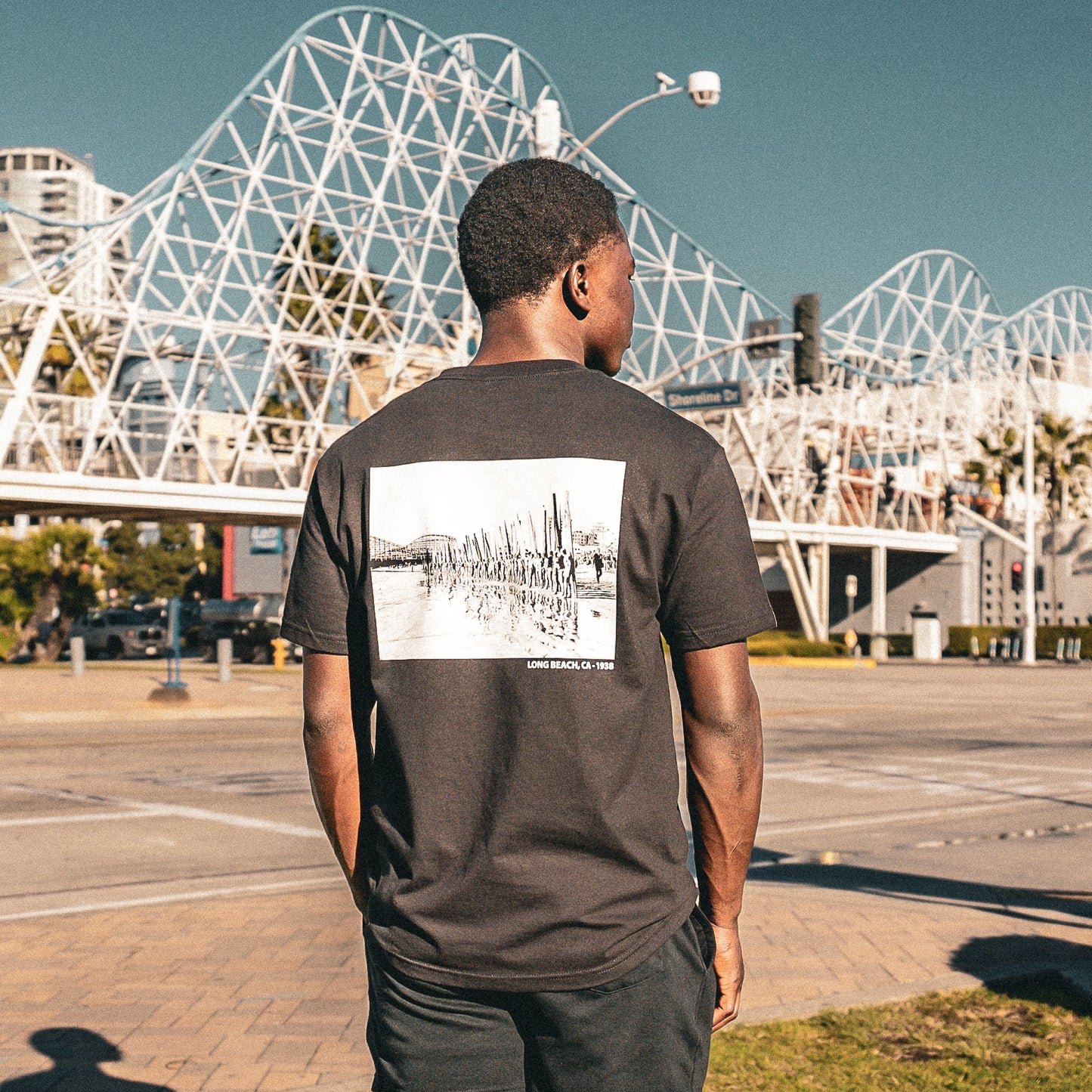 HSLB X Long Beach Clothing Co Men's Black Surfing Lineup T-Shirt