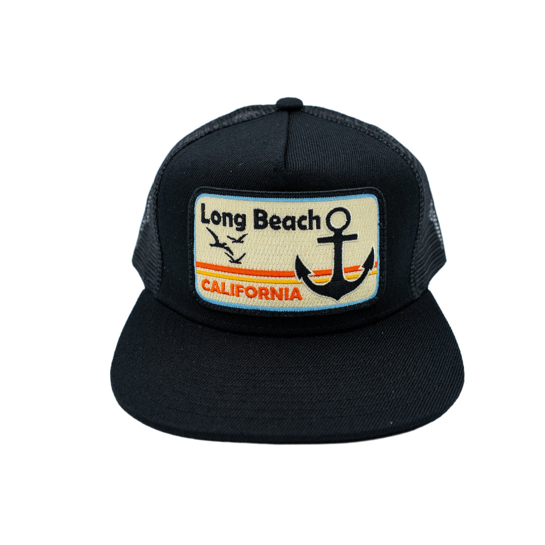 Long Beach Pocket ANCHOR Black Trucker Hat