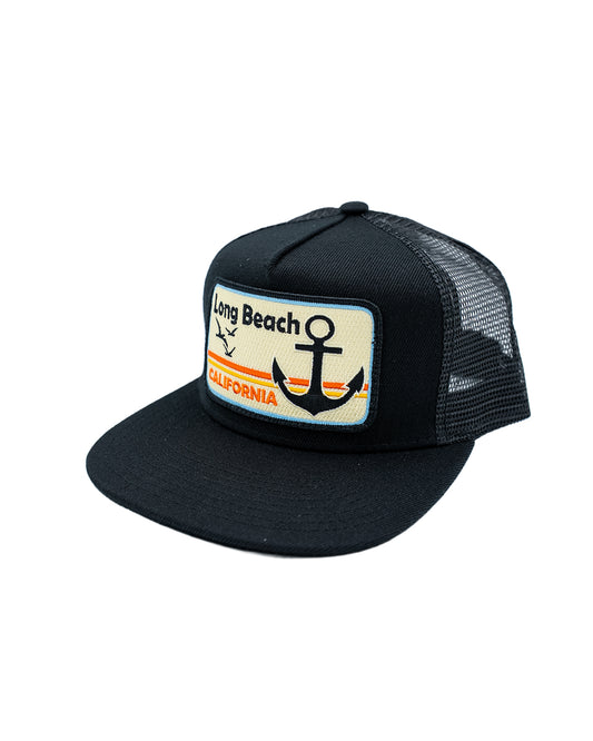 Long Beach Pocket ANCHOR Black Trucker Hat