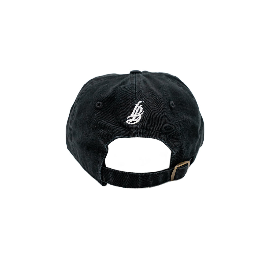 Americana Cursive LB Unstructured Black Dad Hat