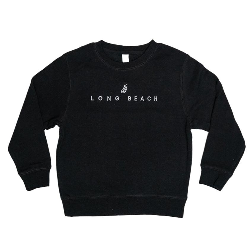 Youth Embroidered Black Crew Neck Sweater