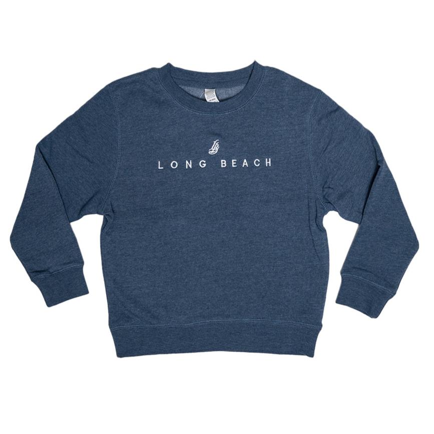 Youth Embroidered Storm Blue Crew Neck Sweater