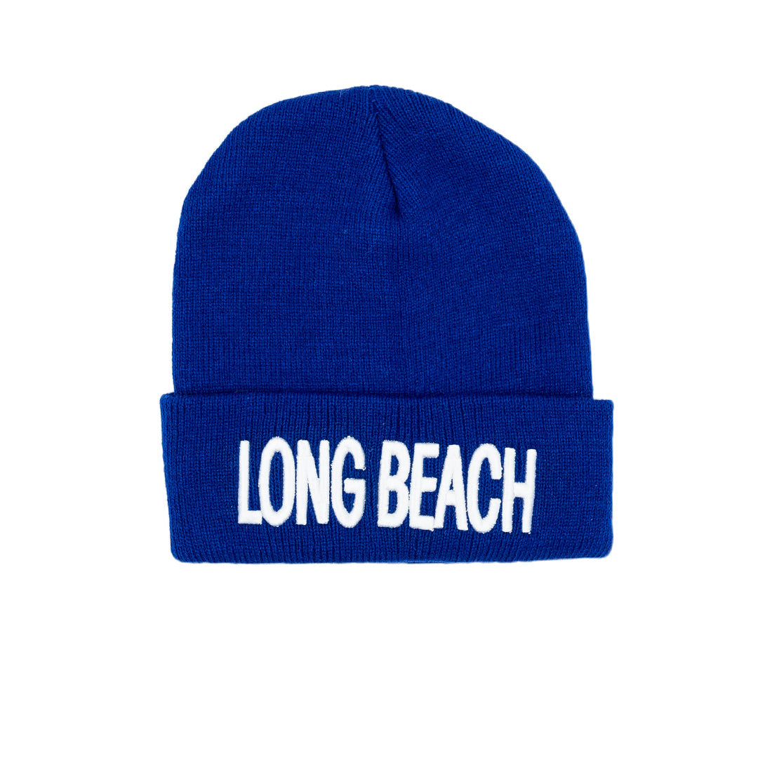 Block Long Beach On Royal Blue Long Beanie