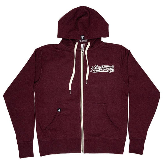 Cali Queen Women's Burgundy Heather French Terry Zip Up Hoodie