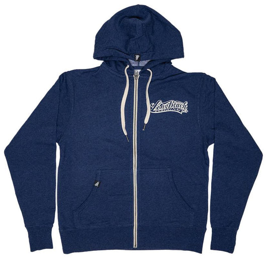 Cali Queen Women's Navy Heather French Terry Zip Up Hoodie