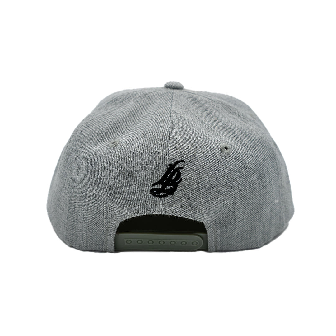 Cursive LB Black On Heather Grey Snapback