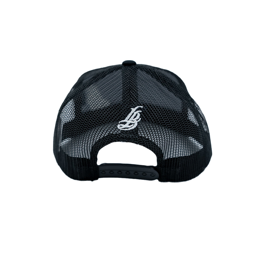Cursive LB Black Youth Trucker Snapback