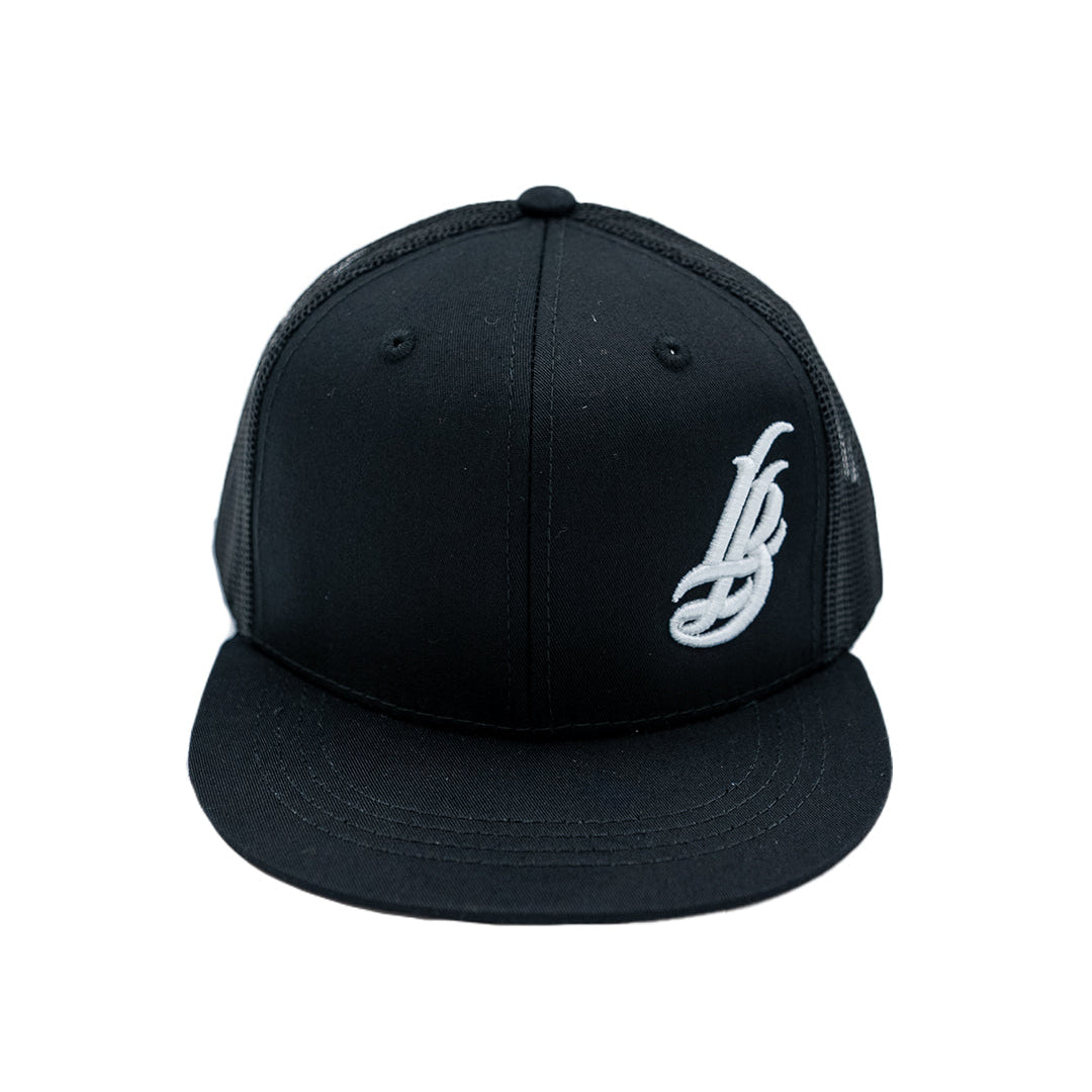 Cursive LB Black Youth Trucker Snapback