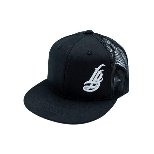 Cursive LB Black Youth Trucker Snapback