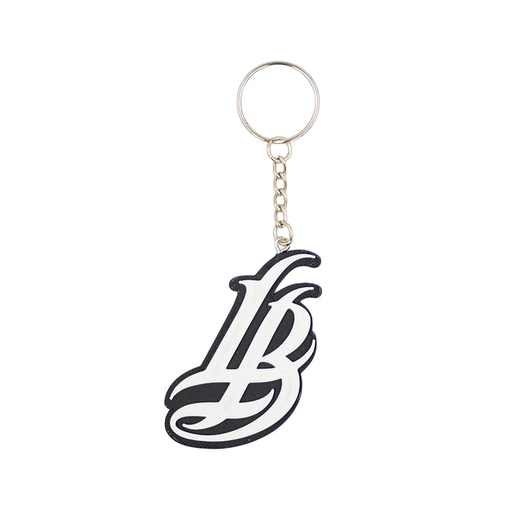 Cursive LB Black & White Keychain