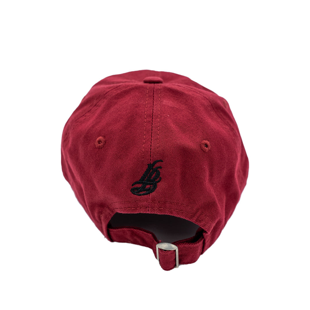 Cursive LB Black Cardinal Unstructured Dad Hat