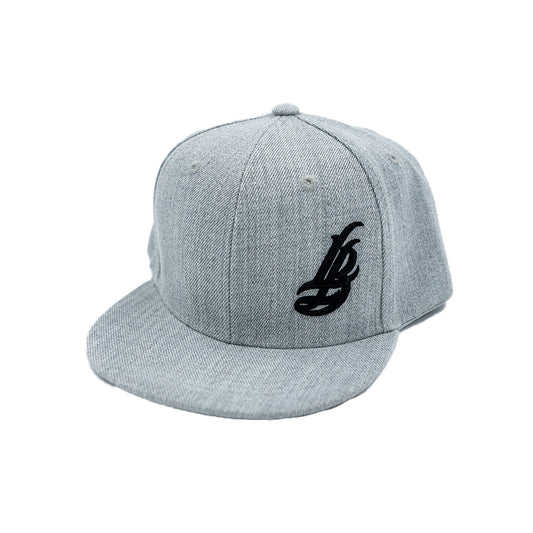 Cursive LB Black On Heather Grey Youth Snapback