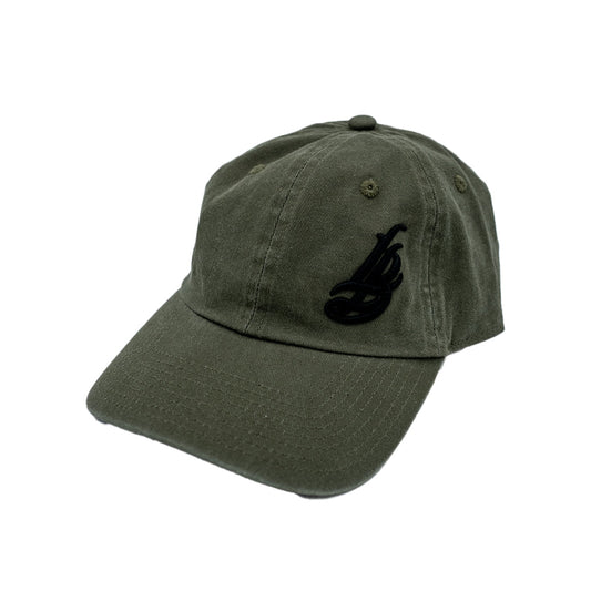 Cursive LB Military Green Unstructured Dad Hat