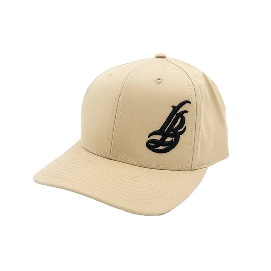 Cursive LB Black on Sandstone Baseball Snapback