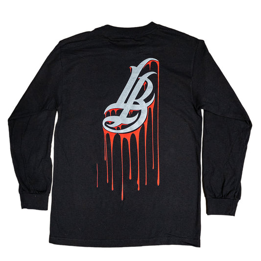 Cursive LB Bleeds Men's Black Long Sleeve T-Shirt