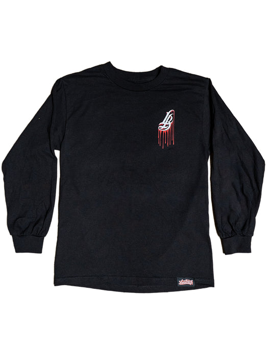 Cursive LB Bleeds Men's Black Long Sleeve T-Shirt