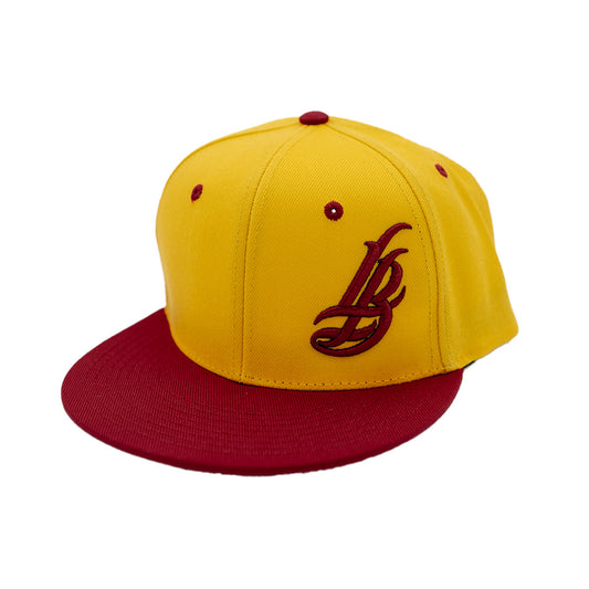 Cursive LB Gold & Burgundy Snapback