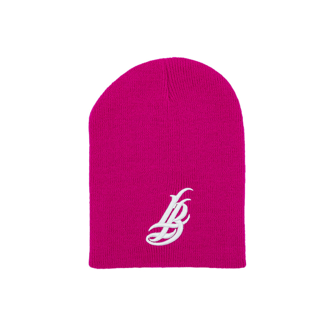 Cursive LB Hot Pink Short Beanie