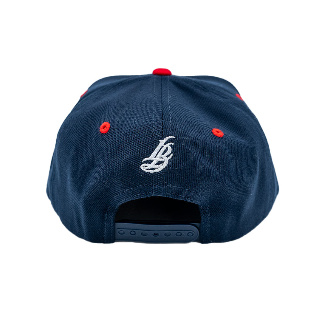 Cursive LB Navy & Red Snapback