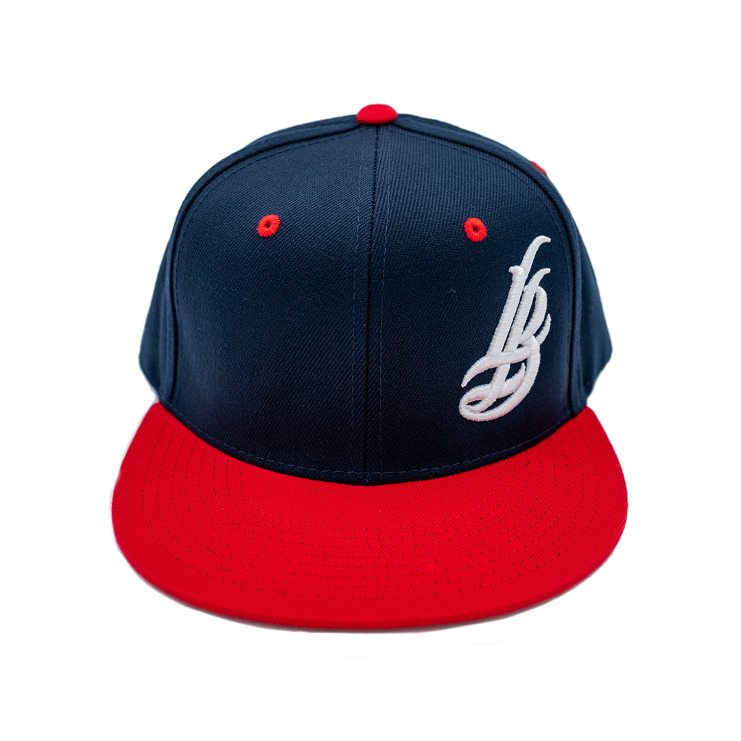 Cursive LB Navy & Red Snapback