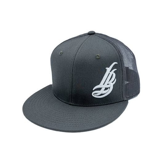 Cursive LB Charcoal Trucker Hat