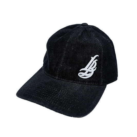 Cursive LB Black Denim Unstructured Dad Hat