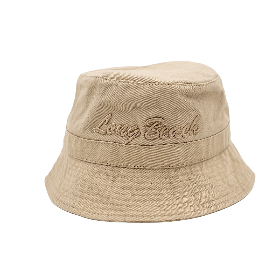 Cursive Long Beach All Khaki Bucket Hat