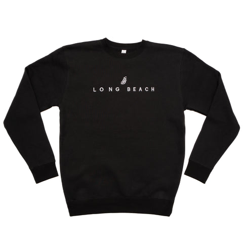 Men's Embroidered Black Crew Neck Sweater.
