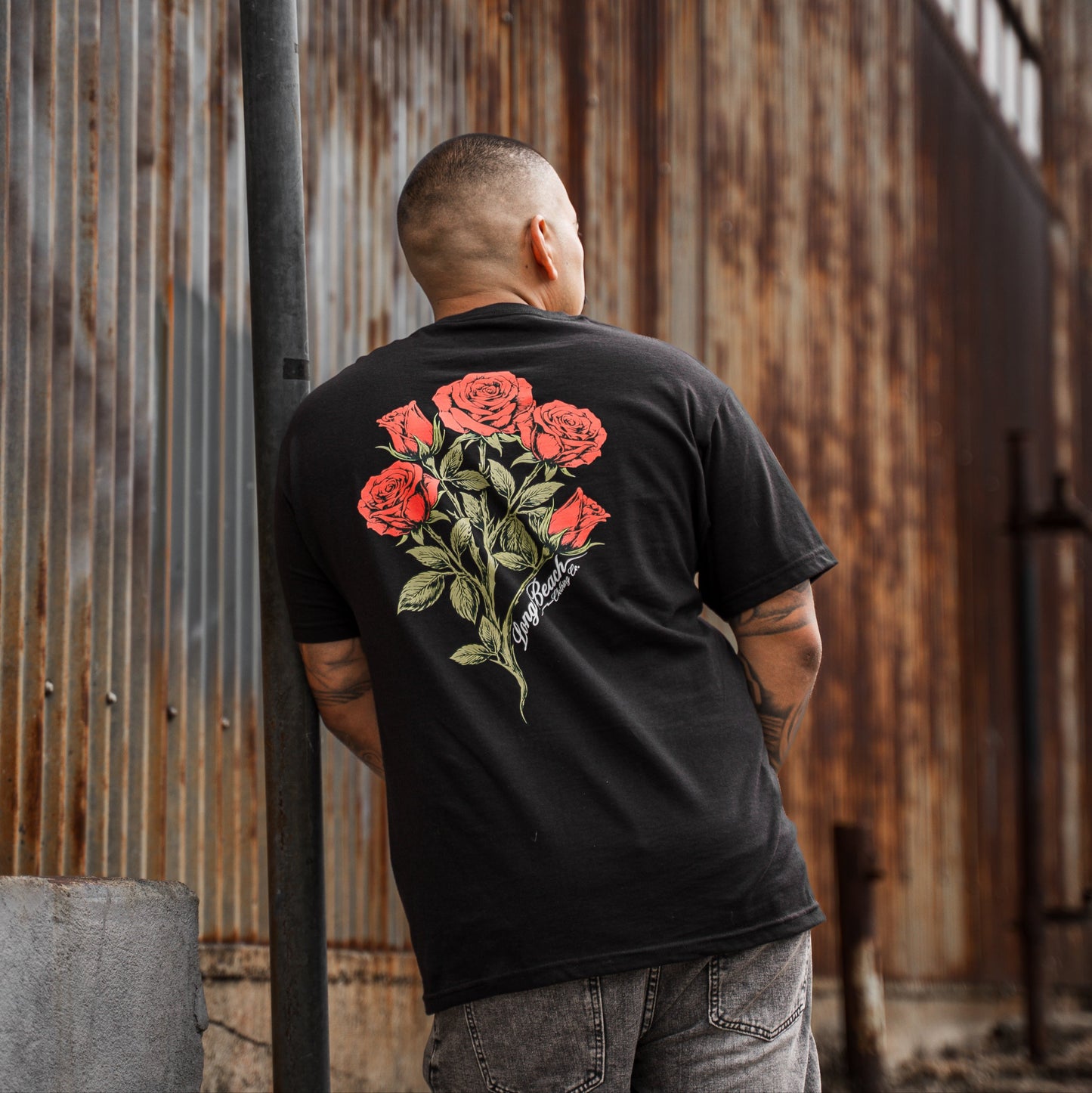 Roses Men's Black T-Shirt