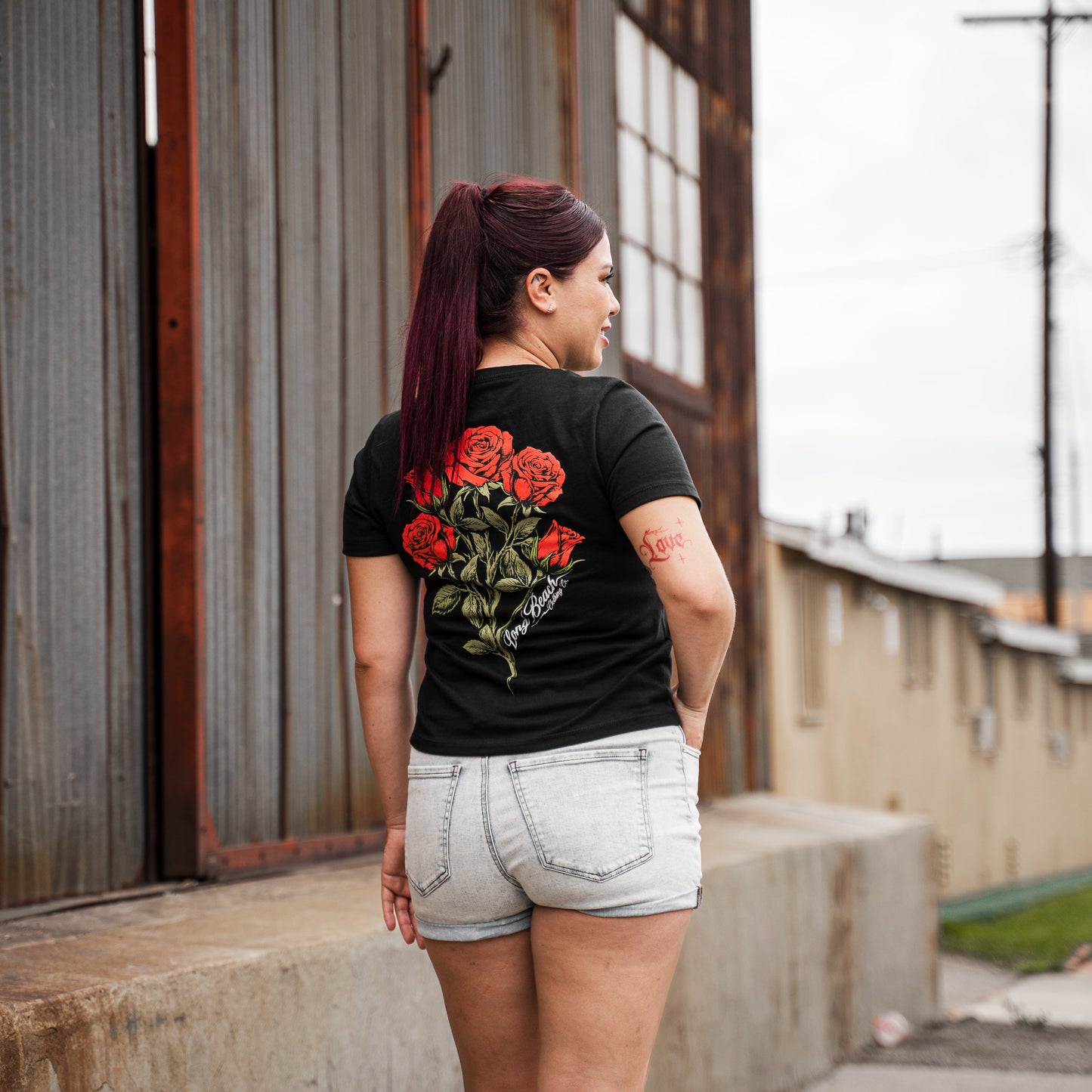Roses Women's Black Boxy T-Shirt