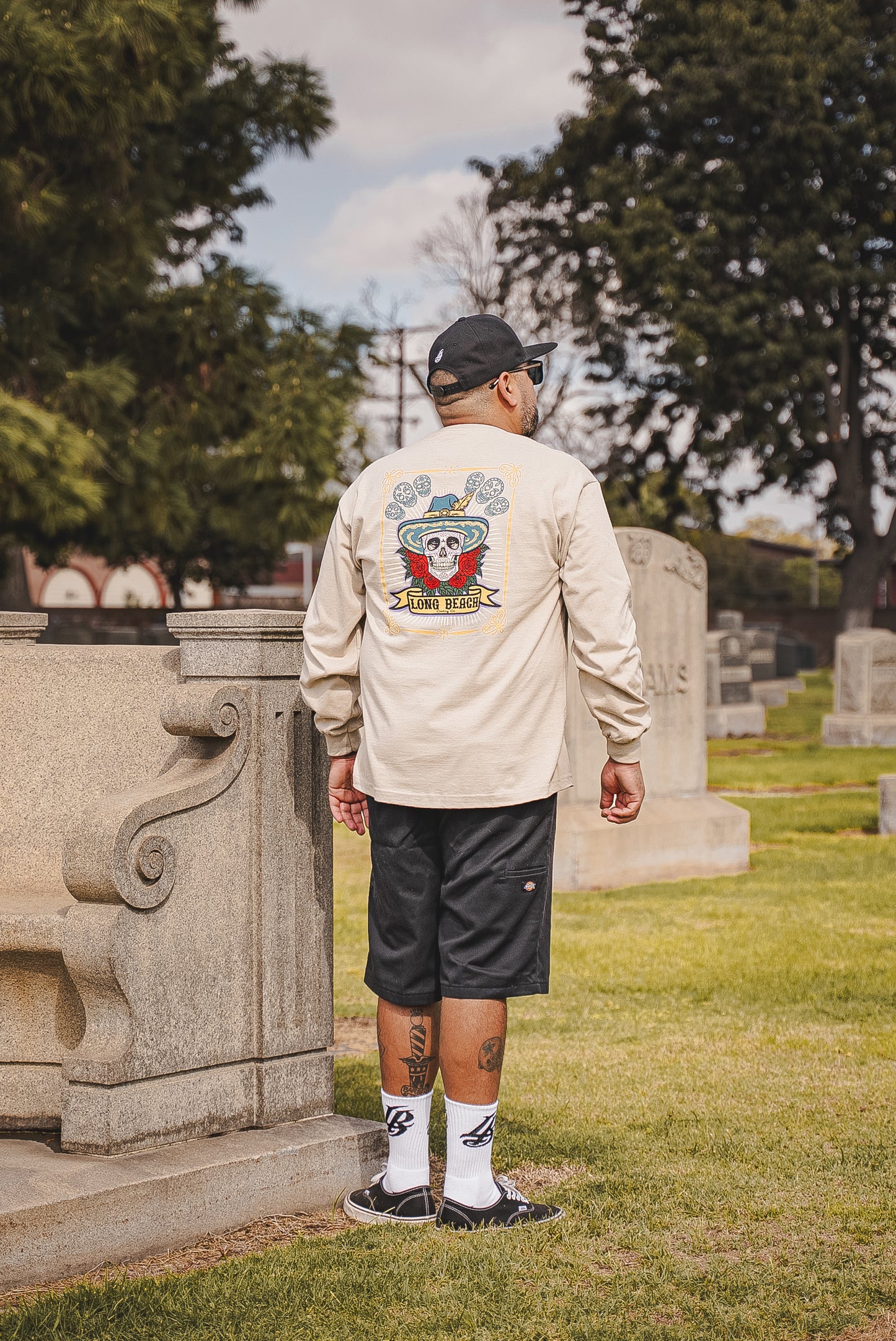 Sombrero Skull Men's Sand Long Sleeve T-Shirt