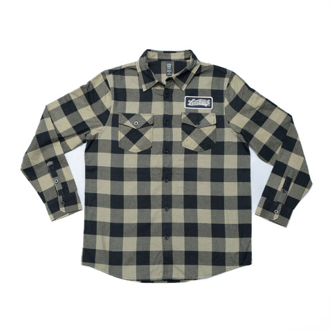 Men's Olive & Black Flannel Button Up Shirt