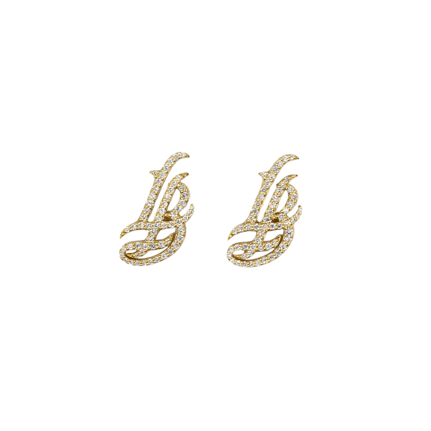 Lab Grown Diamond 14K Solid Yellow Gold LB Stud Earrings- MADE TO ORDER