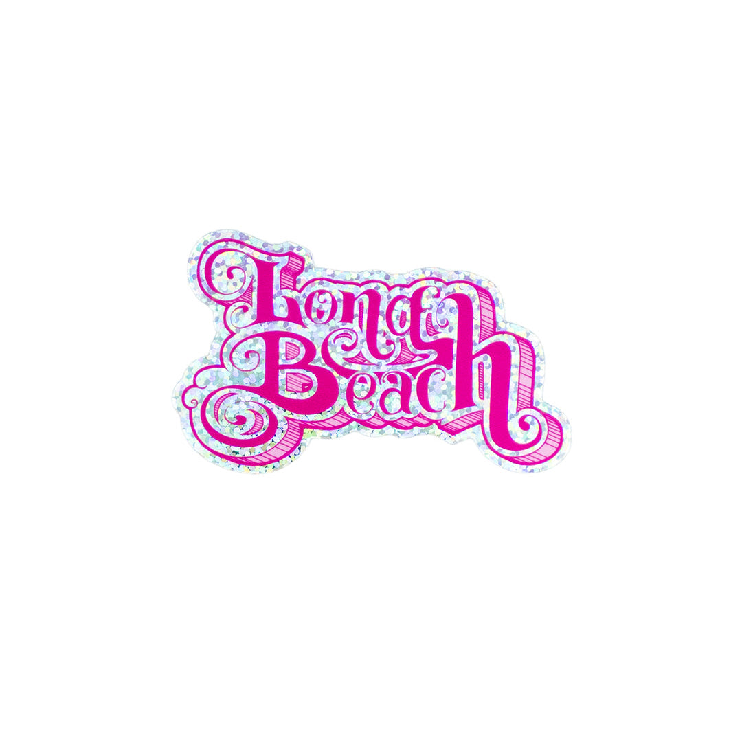 Curly Q Pink Glitter Sticker