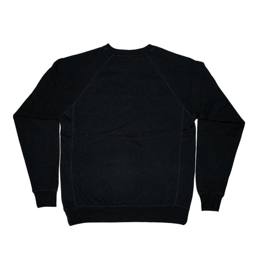 Women's Embroidered Black Midweight Crew Neck Sweater