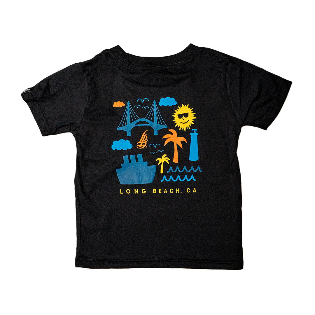 LB Landmarks Toddler Black T-Shirt