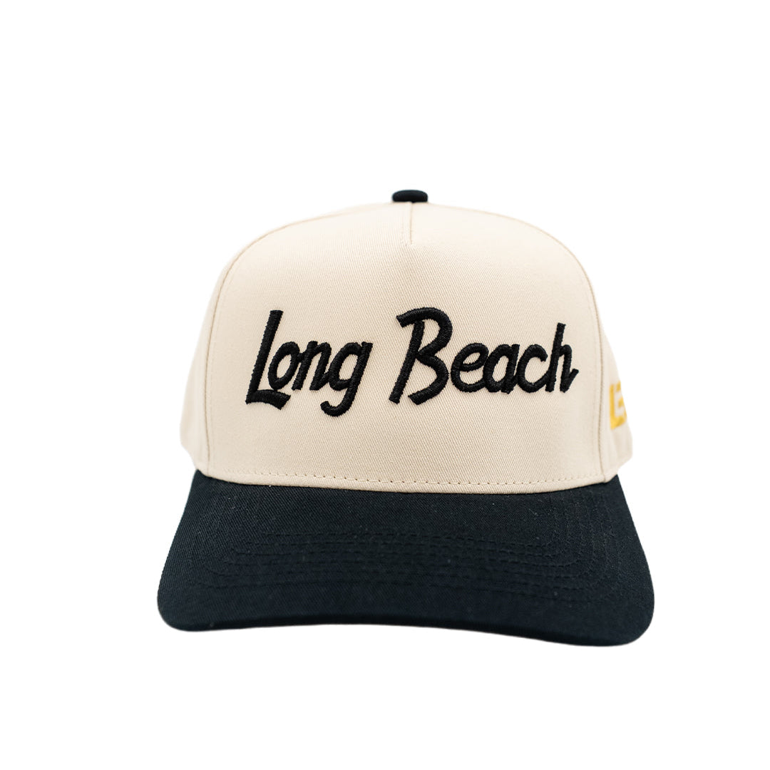 LB Vintage Script Cream Black Snapback- LBC Brand