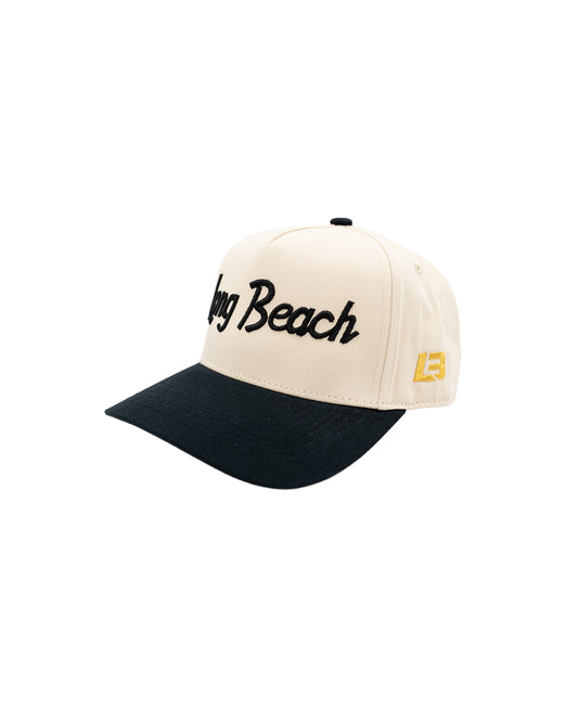 LB Vintage Script Cream Black Snapback- LBC Brand