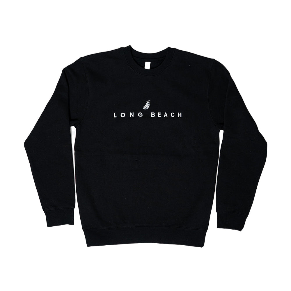 Men's Embroidered Black Crew Neck Sweater