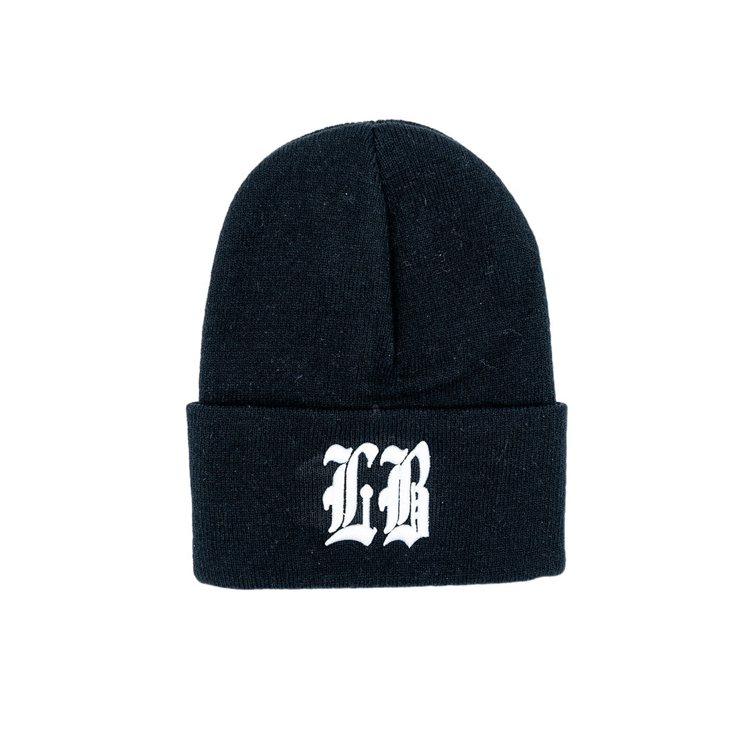 Old English LB Long Black Beanie
