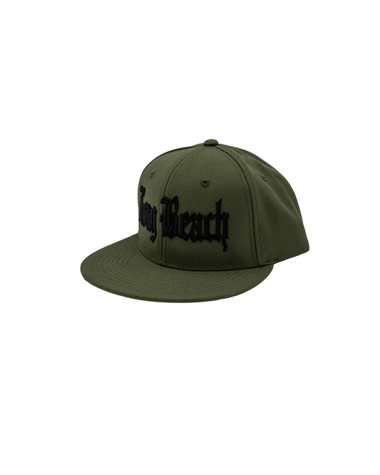 Old English Long Beach Military Green Snapback