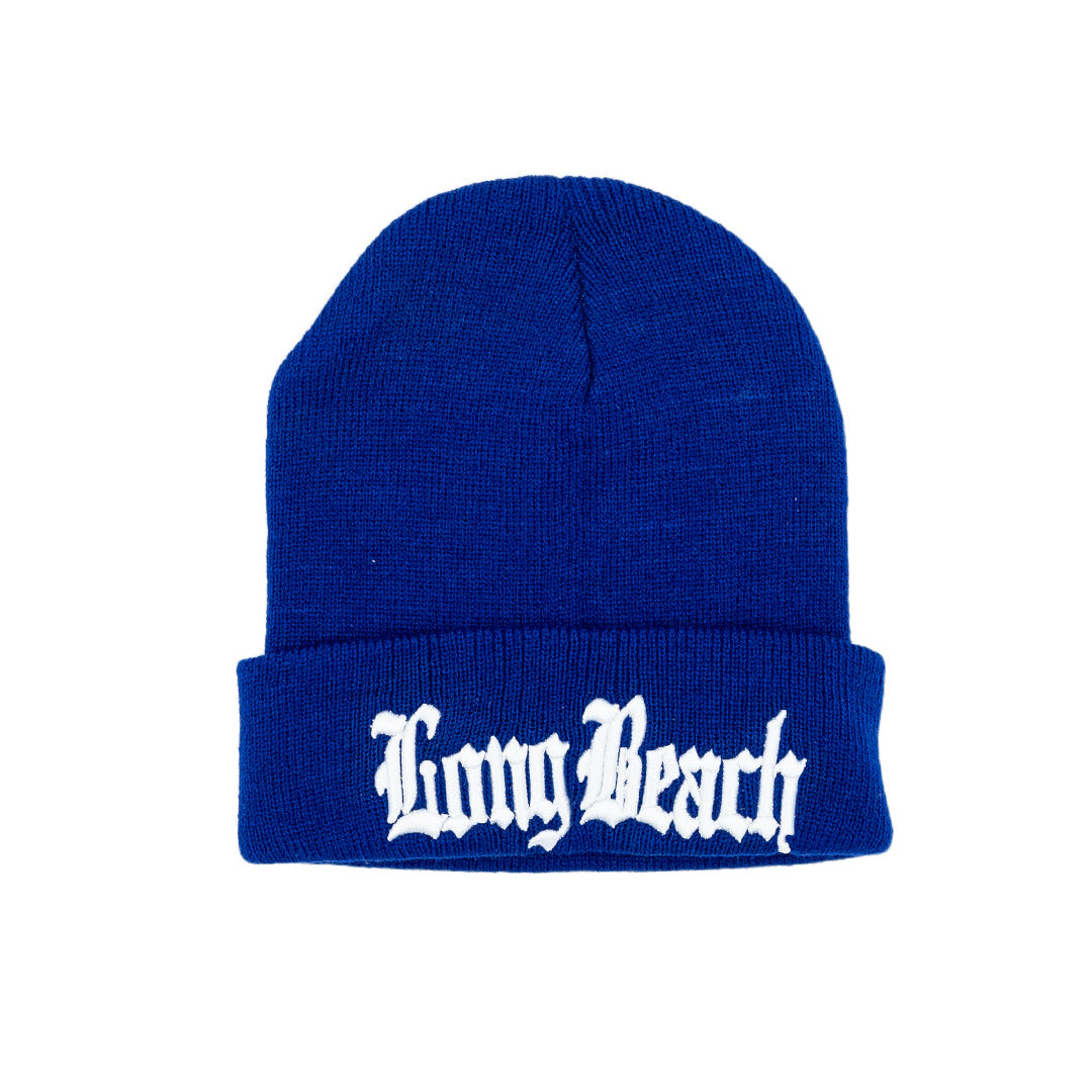 Old English Royal Blue Long Beanie