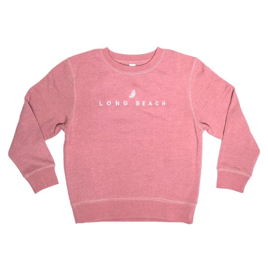 Youth Embroidered Heather Orchid Crew Neck Sweater – Long Beach