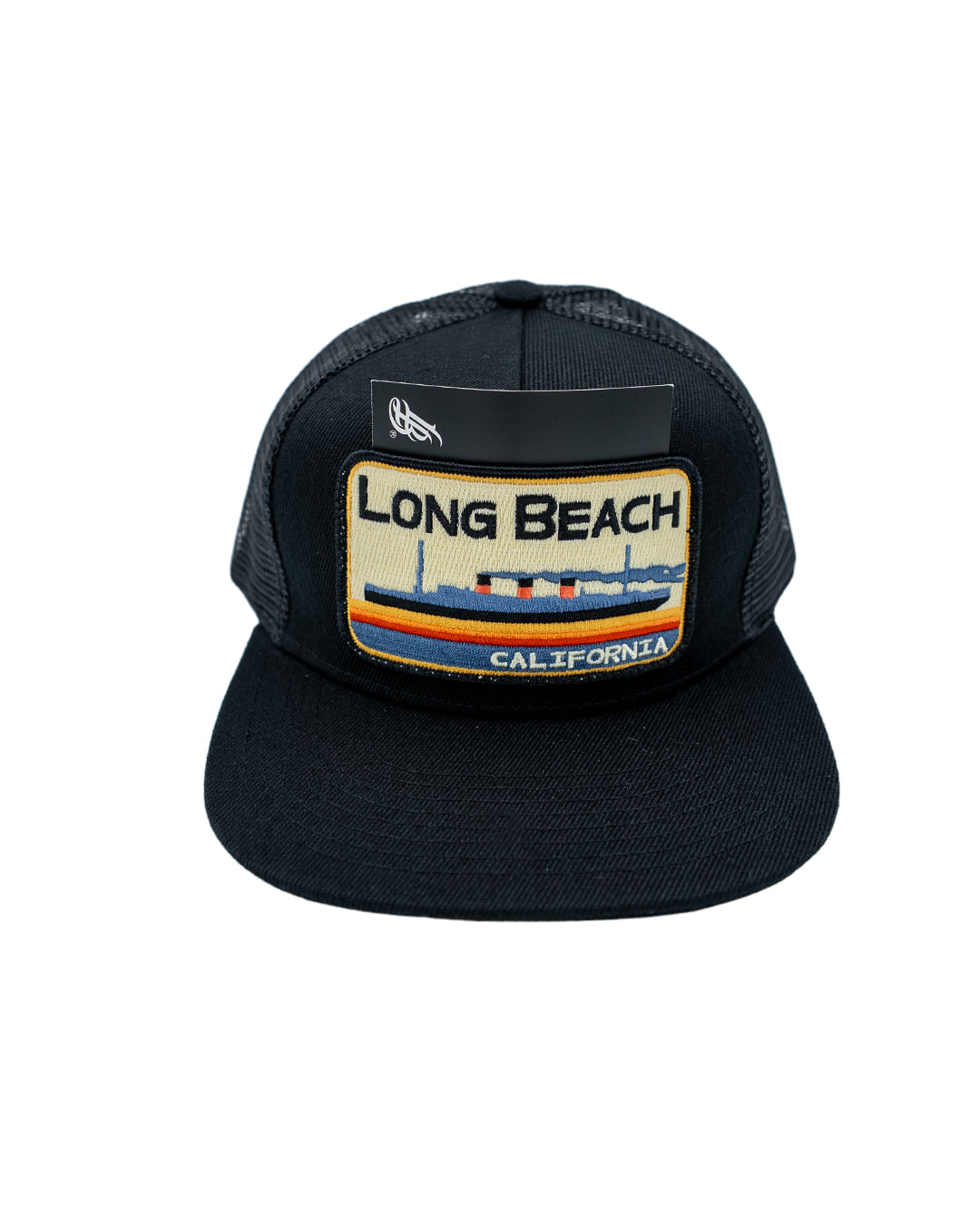 Long Beach Pocket QUEEN MARY Black Trucker Hat