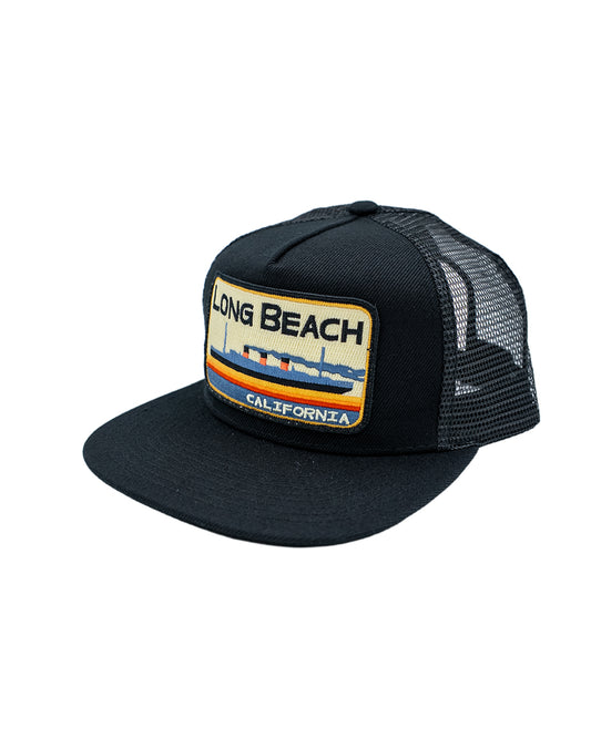 Long Beach Pocket QUEEN MARY Black Trucker Hat