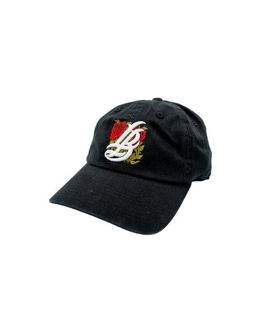 Roses Cursive LB Black Unstructured Dad Hat
