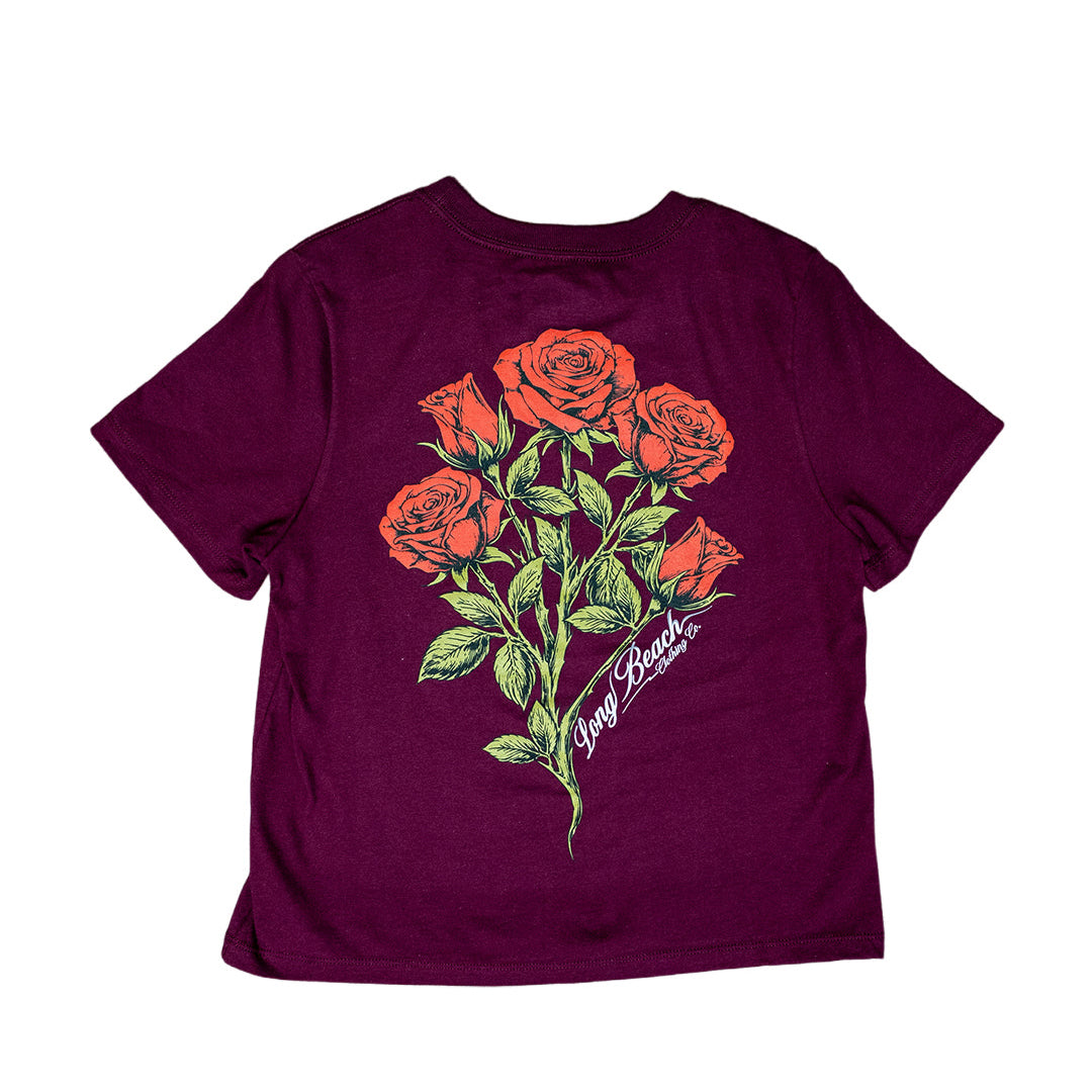 Roses Women's Maroon Boxy T-Shirt