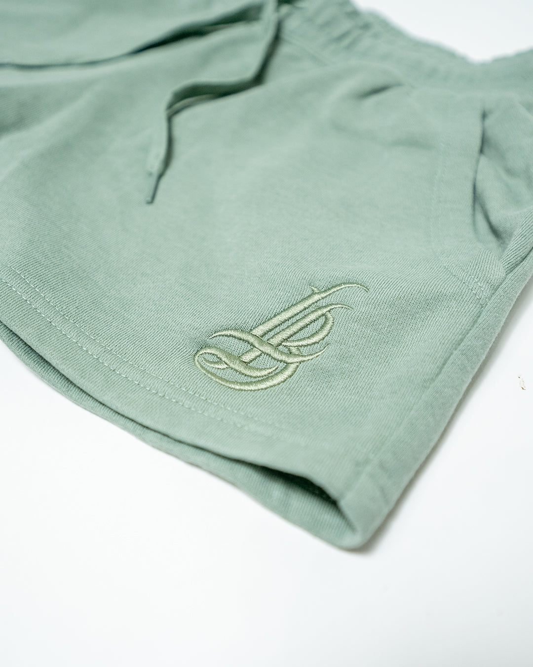 Women's Embroidered Cursive LB Sage Fleece Shorts