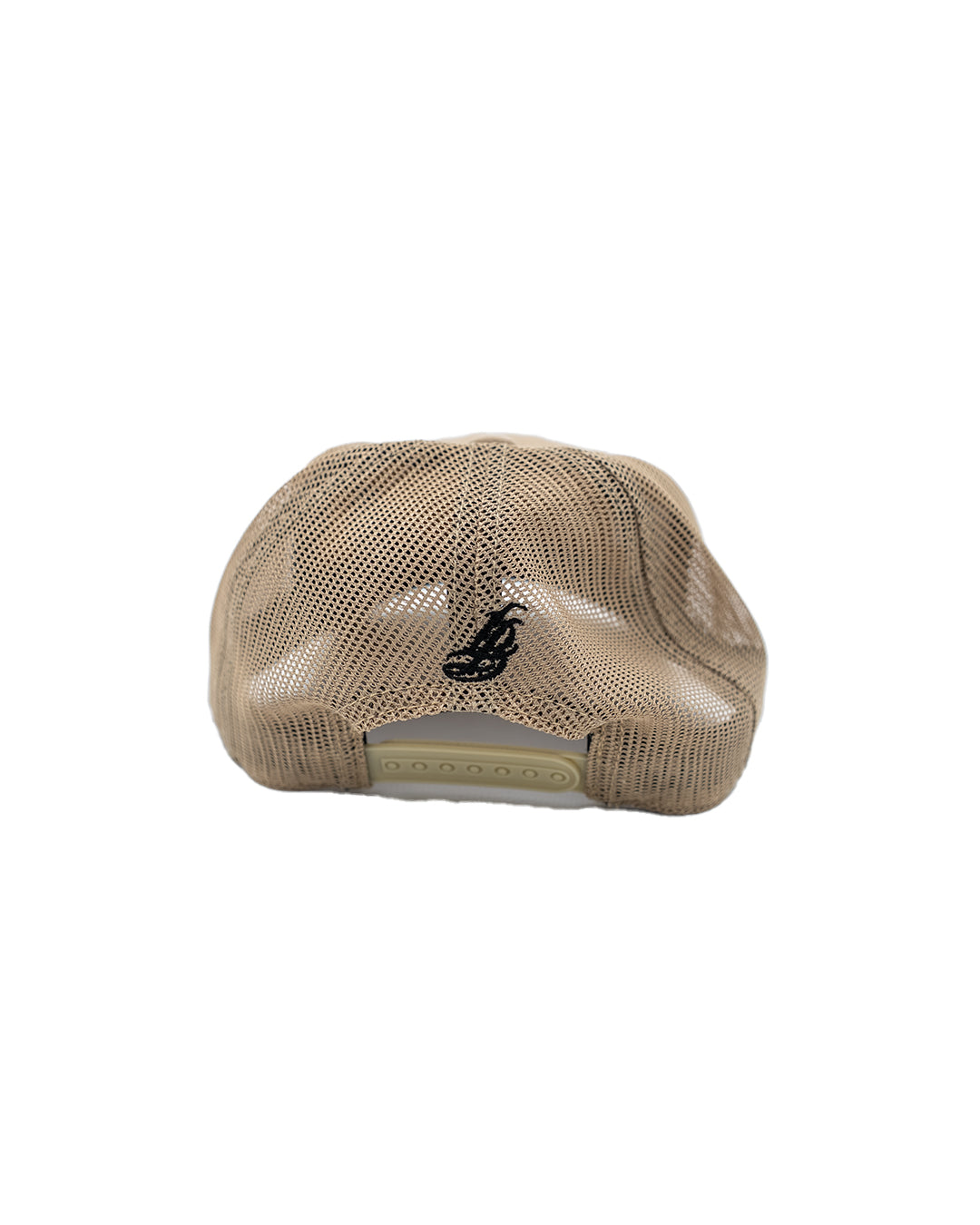 Cursive LB Sand Unstructured Trucker Dad Hat