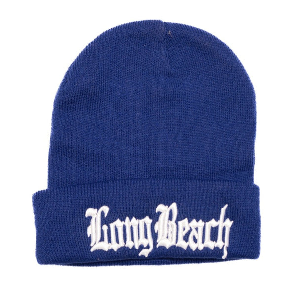 Old English Royal Blue Long Beanie – Long Beach Clothing Co.